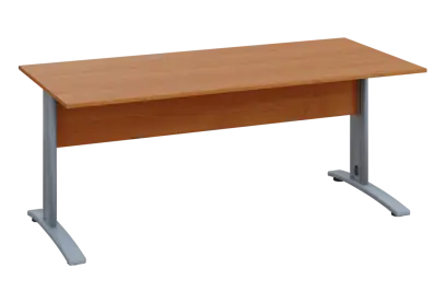 EPK 28 - 18 stůl kancelářský, kovová podnož stříbrná, deska 25 mm, široký 1800 mm, olše jantar